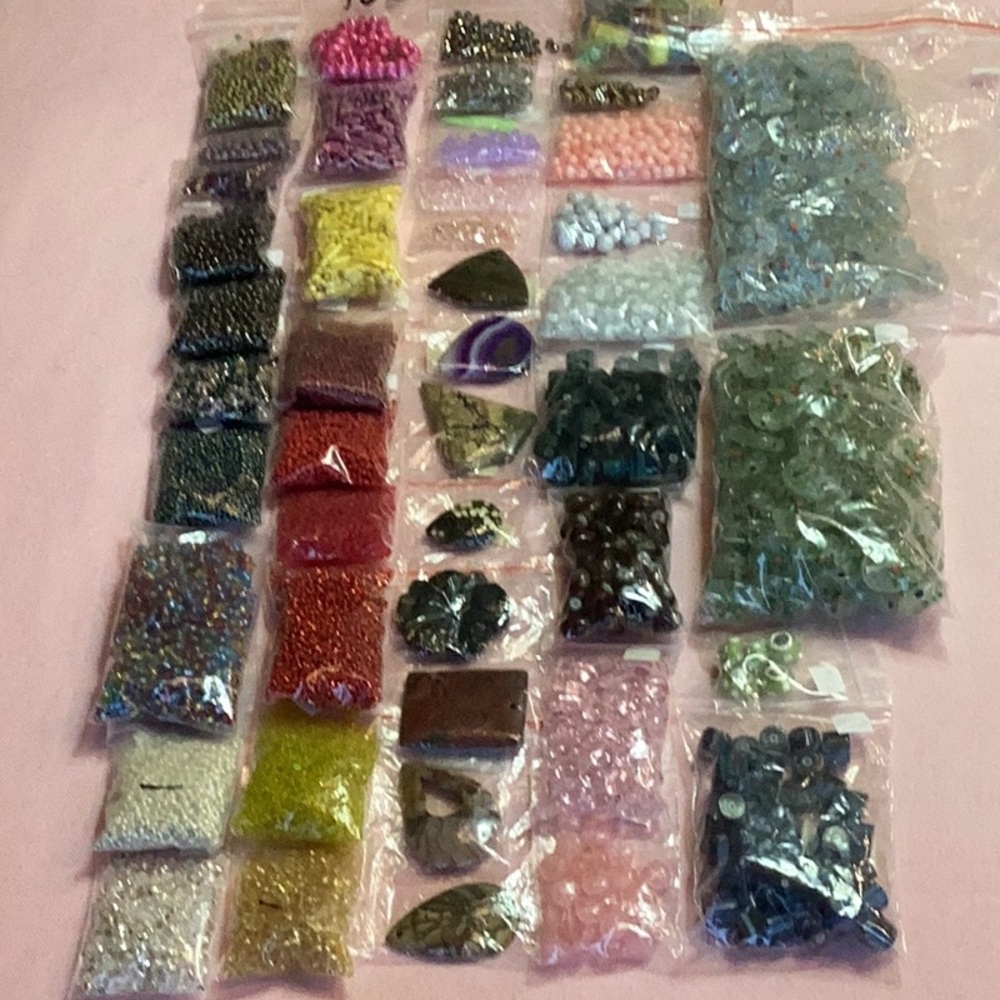 Lot #48 Jewelry Making Seed, Coral, Hematite, Cane & Lampwork Beads by t…